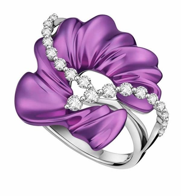 white and purple gold ring