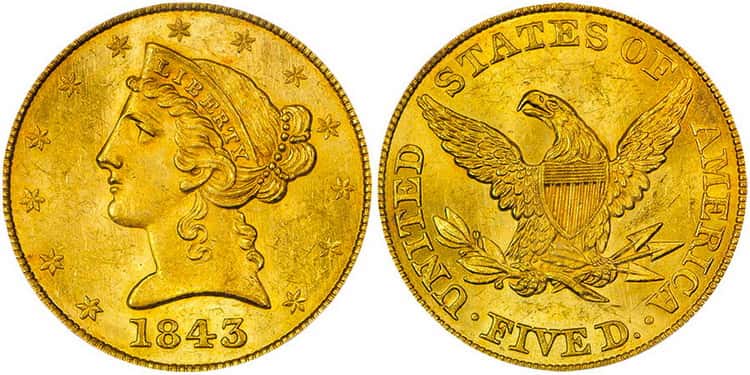 Characteristics of the 1843 American Double Eagle gold coin