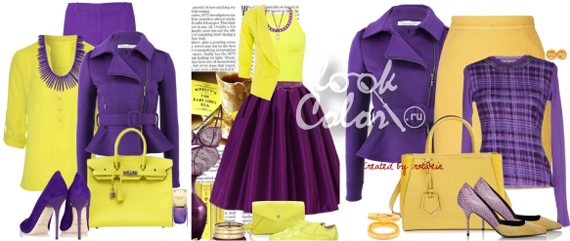 Purple clothes in the wardrobe: combination