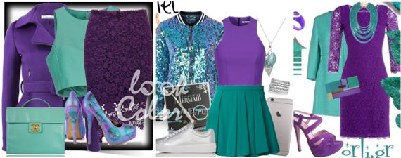 Purple clothes in the wardrobe: combination