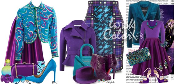 Purple clothes in the wardrobe: combination