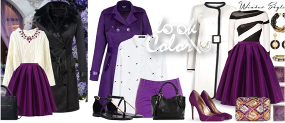 Purple clothes in the wardrobe: combination