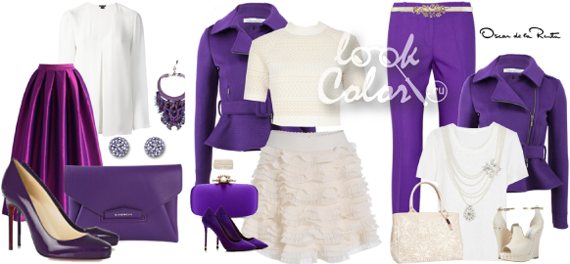 Purple clothes in the wardrobe: combination